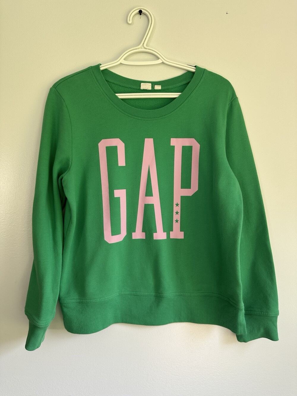 Gap Woman’s Size Medium Green Crewneck Pullover Sweatshirt Y2K Vibe